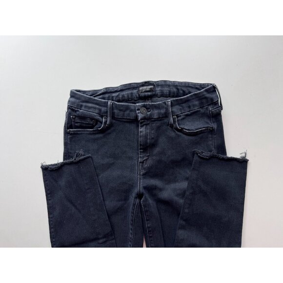 MOTHER The Looker Ankle Fray Blackbird Cropped Mid Rise Skinny Jeans, Size 27 - Picture 12 of 16